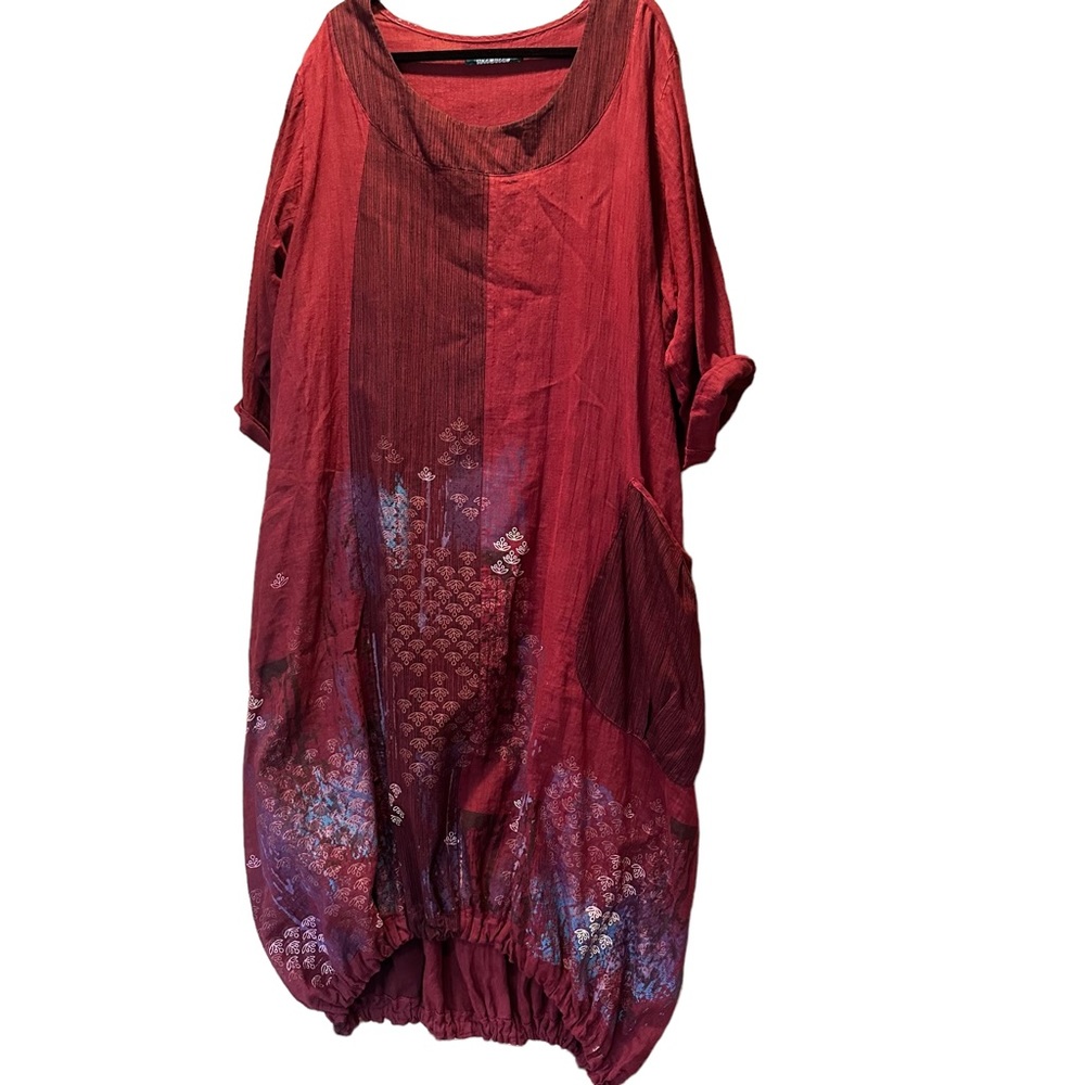 Blue Fish Linen Maxi Dress size 2 Red